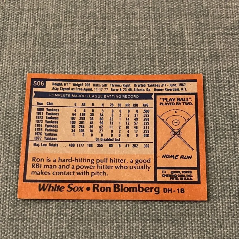 1978 Topps Chicago White Sox Baseball Card Trading Card